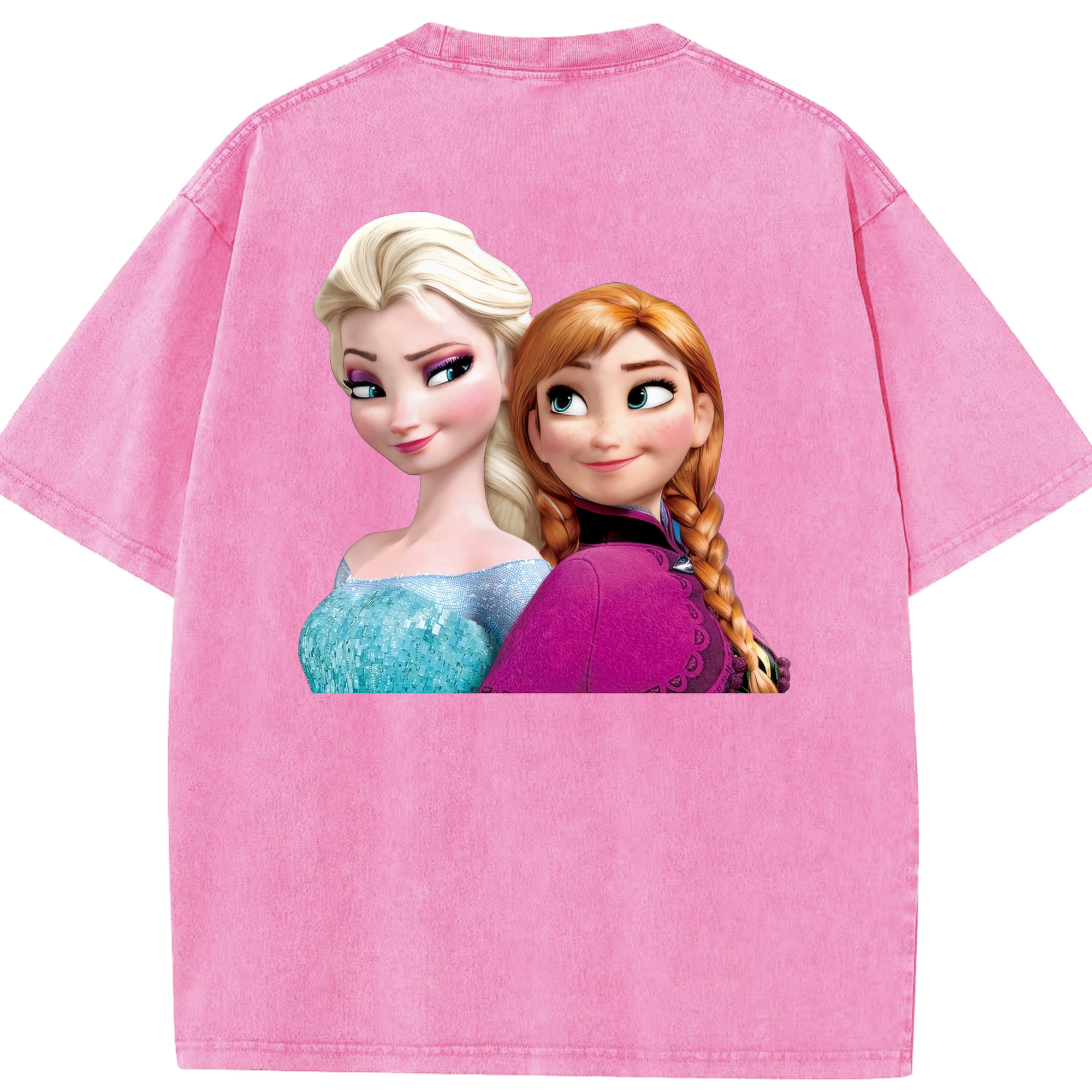 （画像用） アナと雪の女王 アンナ エルサ Frozen Anna Elsa 綿100% ヴィンテージ風 半袖Tシャツ（背面プリント）